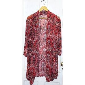 VINTAGE : Mirror Image : size : 3X : bohemian boho Y2K paisley print open kimono